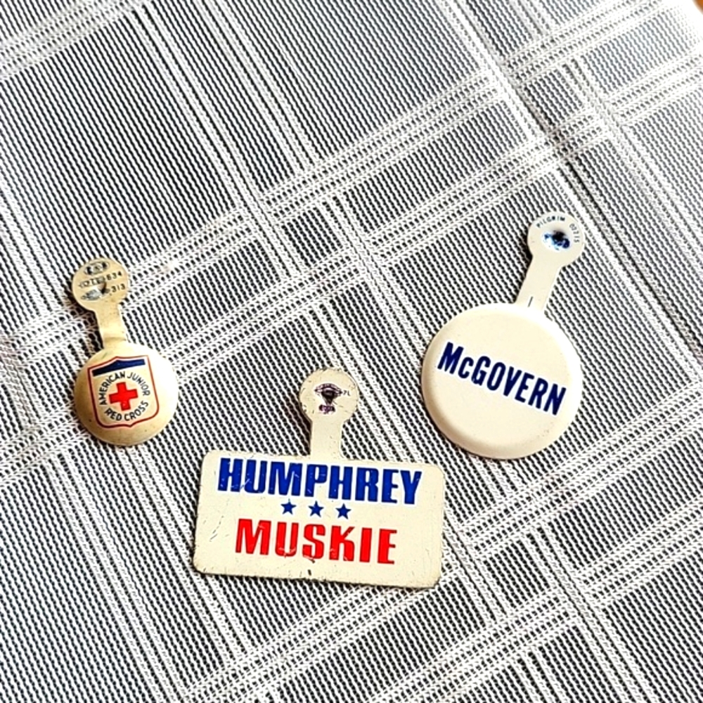 Vintage Badges-Political + Red Cross
